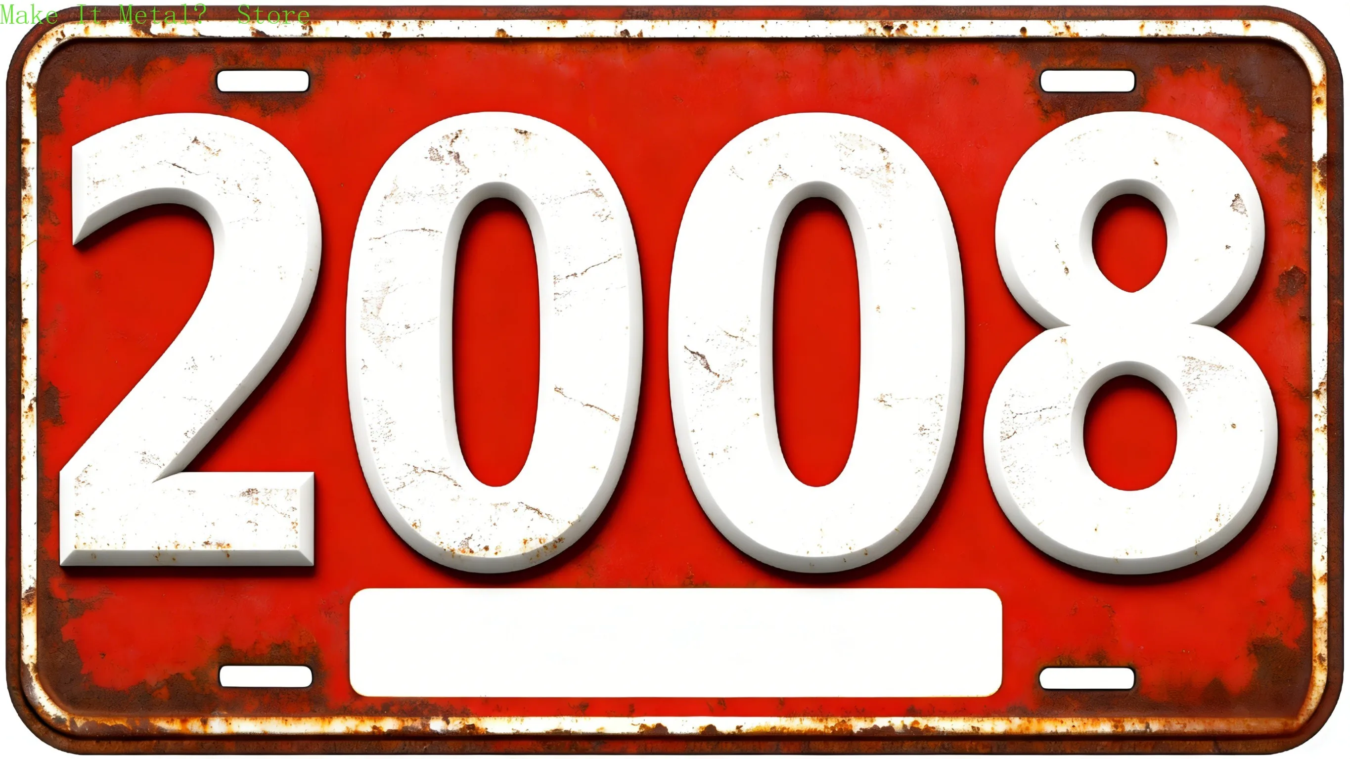 Placa Decorativa Metálica Roja Vintage 2008 con Efecto Envejecido, Etiqueta Retro de 6x12 Pulgadas con Año de Nacimiento y 4 Orificios de Montaje, Personalizable