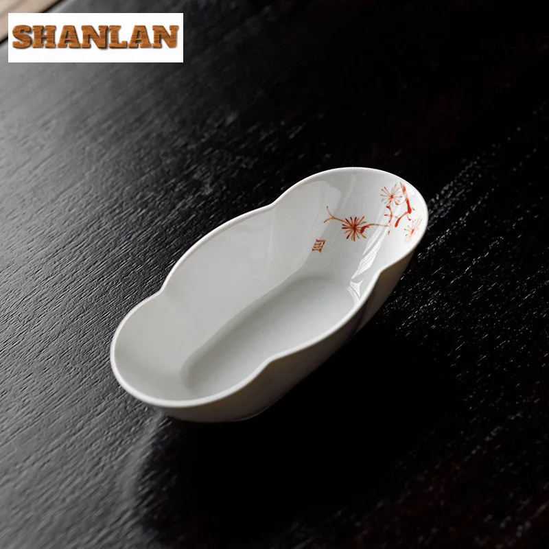Hand-painted Pine Tea Scoop Ancient Tea Leaf Container Shovel Chahe Household Awakening Tea Ladle Chinese Tea Set Ornaments Gift