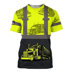 Truck Driver Cargo Men's T Shirt For Men Summer 3D Print Short-sleeved T-Shirt Women Clothing Oversized Camiseta Work Streetwear