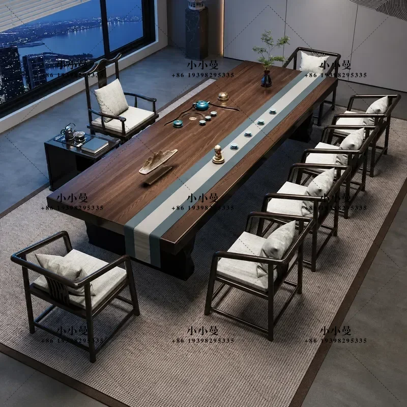 New Chinese Solid Wood Large Board Table 3m Household Living Room Tea Table Office Kung Fu Zen Whole Slab Desk