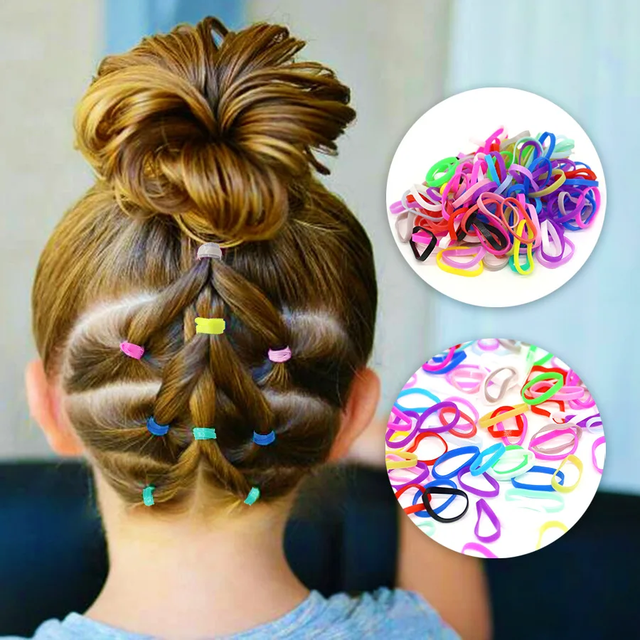 1000pcs Colourful Small Rubber Band Hair Ties Girls Disposable Elastic Hair Band Children Ponytail Holder Bands Hair Accessories