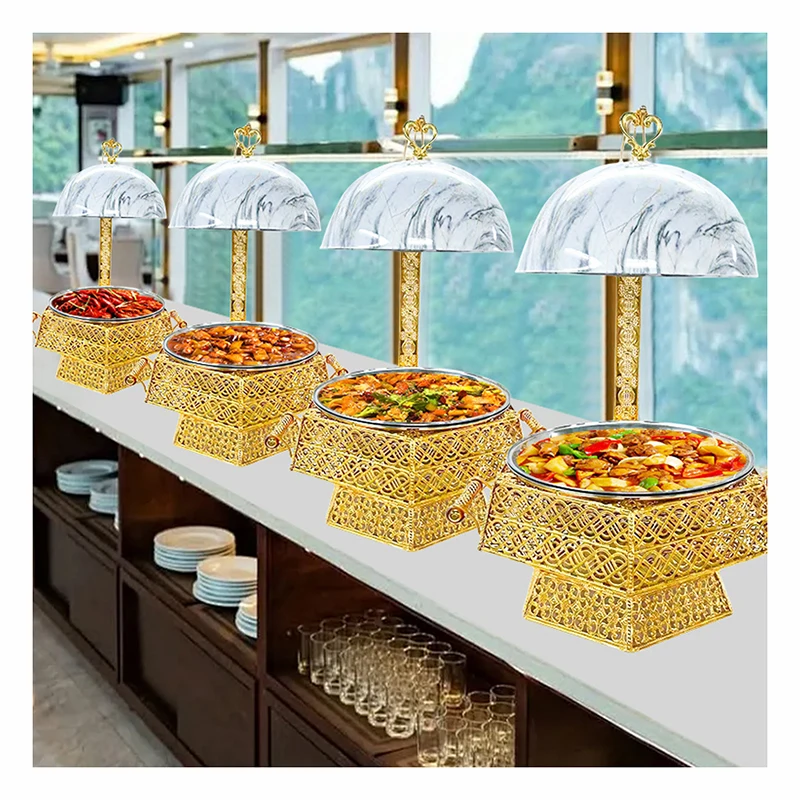 

Large Capacity Luxury Chafing Dishes Wedding Party Chafer Dishes Buffet Set Stainless Steel Marble Color Hanging Chaffing Dishes