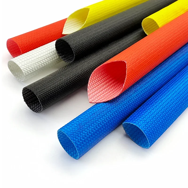 2/5/10M 200°C Fiberglass Tube Silicone Resin Coated Fireproof Heat-Insulating Flame-Retardant Insulating Resistant ID 1~20mm