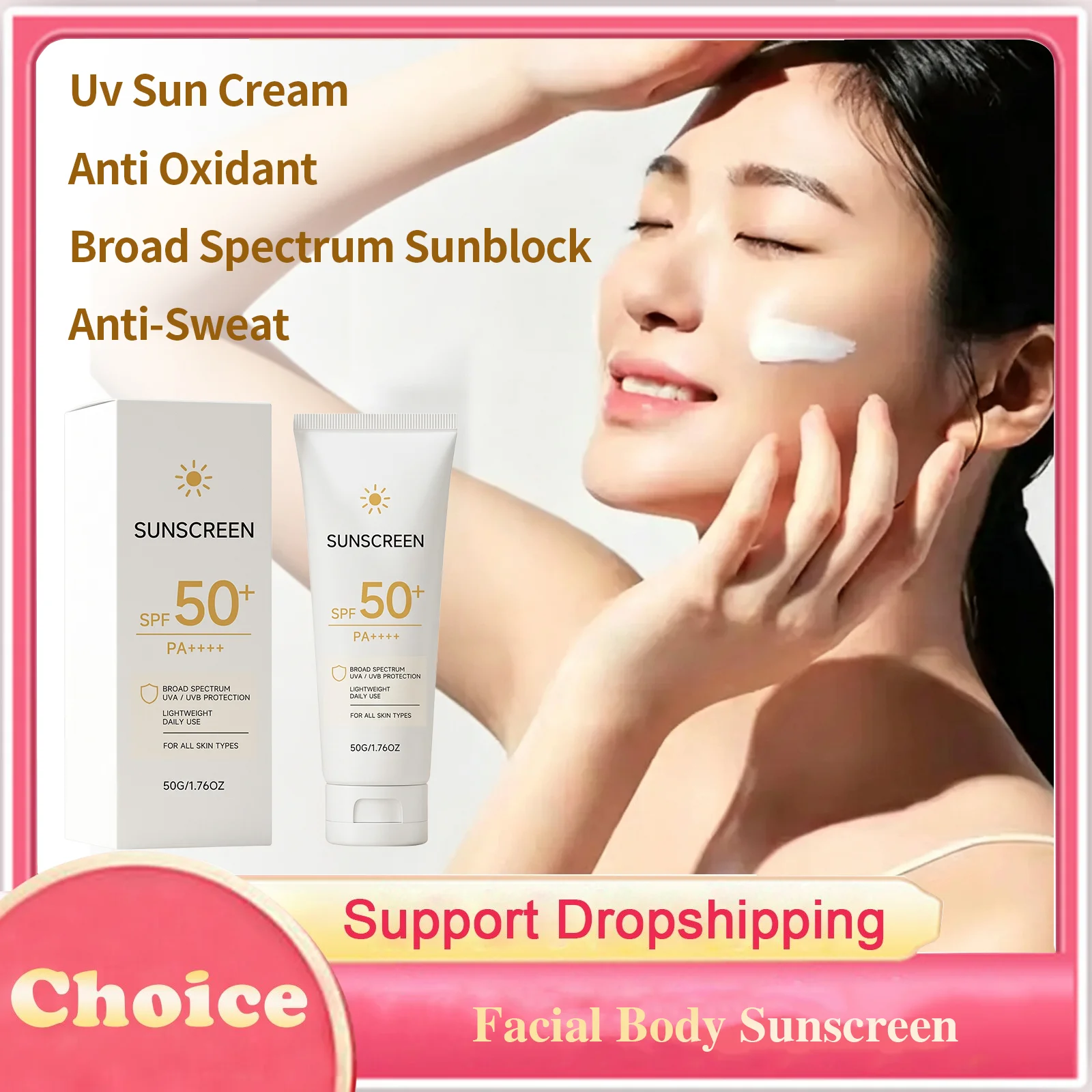 Facial Body Sunscreen Oil-Control Anti-Aging Sunblock Skin Protective Lightweight Non-Greasy Refreshing Moisturizing Skin Care