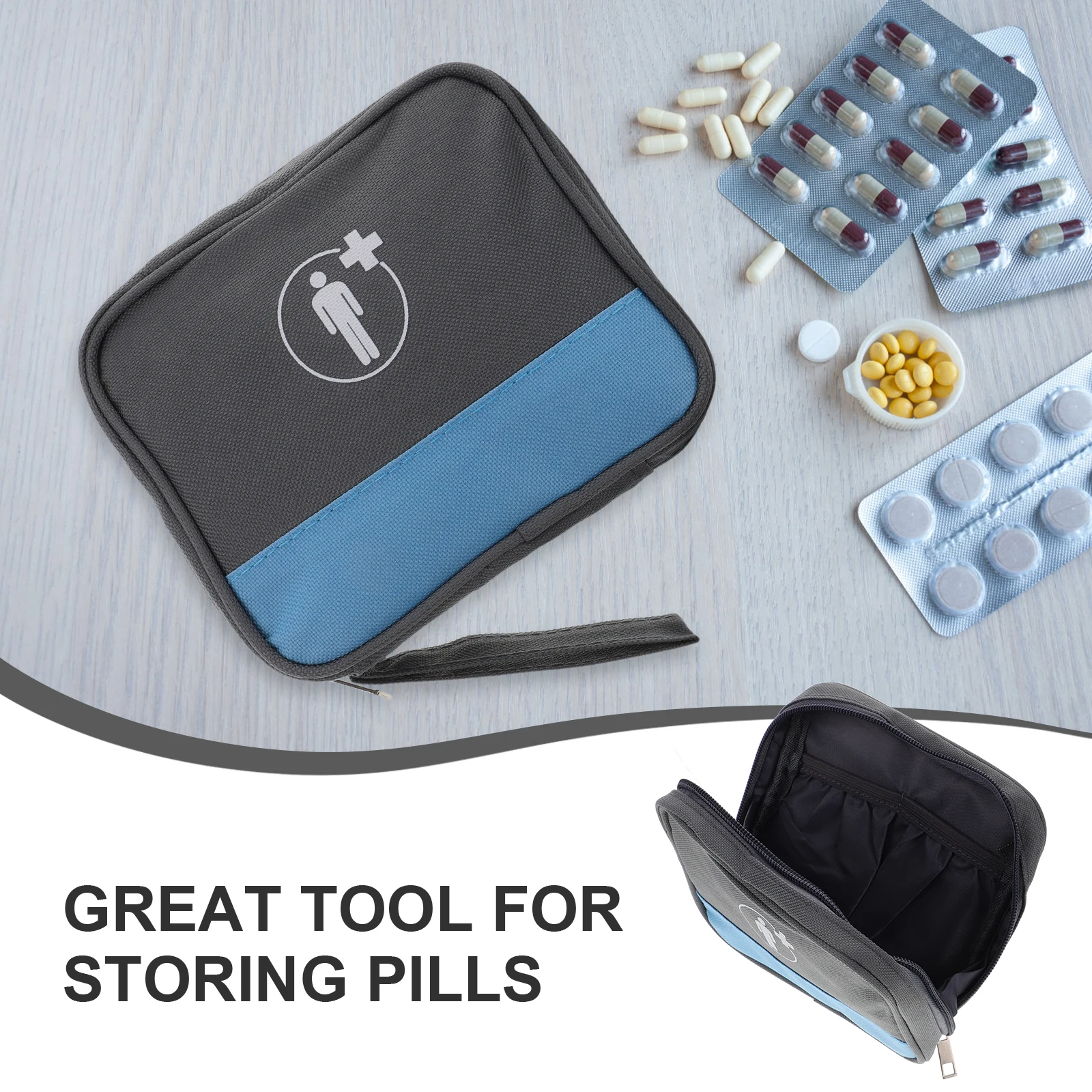 First Aid Kit Medicine Bag Empty Portable Travel Organizer Compact Lightweight Storage Pouch Home Car Outdoor Zipper