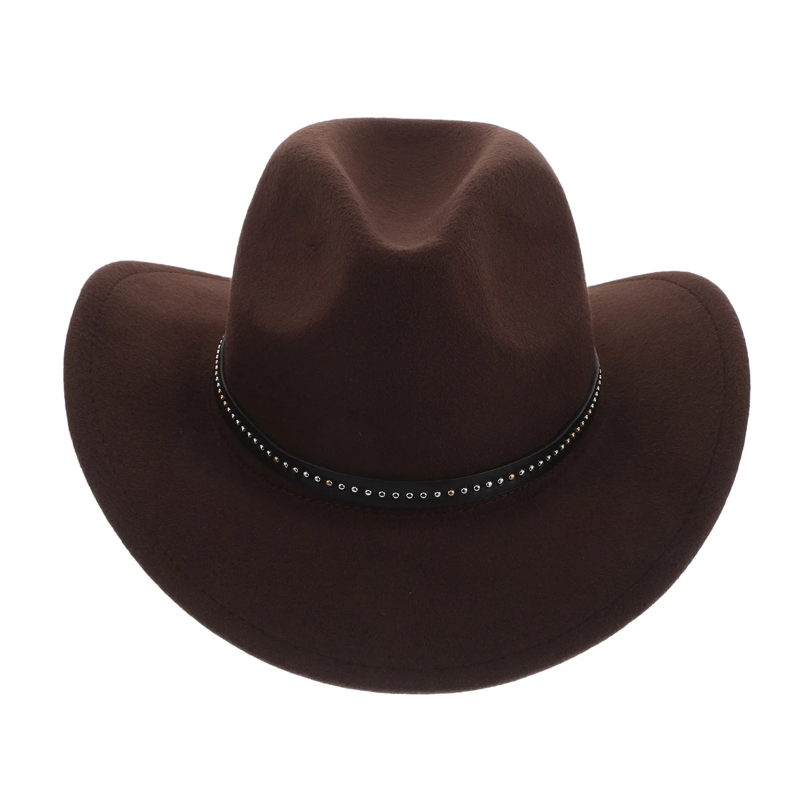 

Cowboy Hat Unisex Western Style Wide Brim Felt Jazz Hat Coffee Color For Men Women Autumn Winter Warm Beach