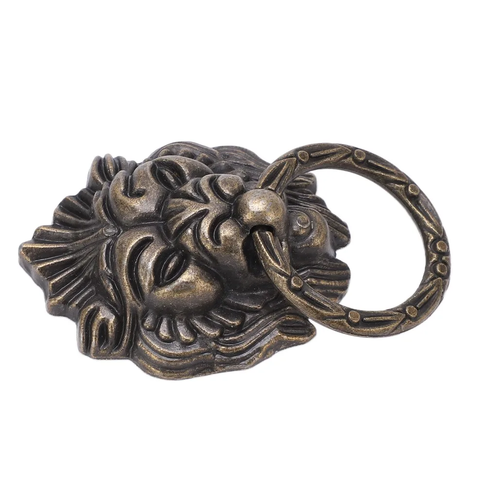 4pcs Unique Vintage Style Drawer Pulls Handles Antique Bronze Animal Head Shape Cabinet Ring Pulls Furniture Handles Wardrobe