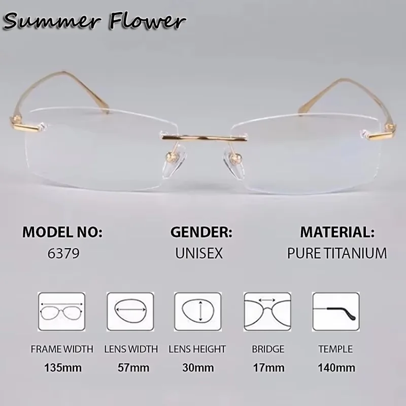

Male Prescription Glasses Optical Eyeglasses Ultra Light Quality Eyewear Rimless Pure Titanium Spectacle for Myopia Recipe Lens