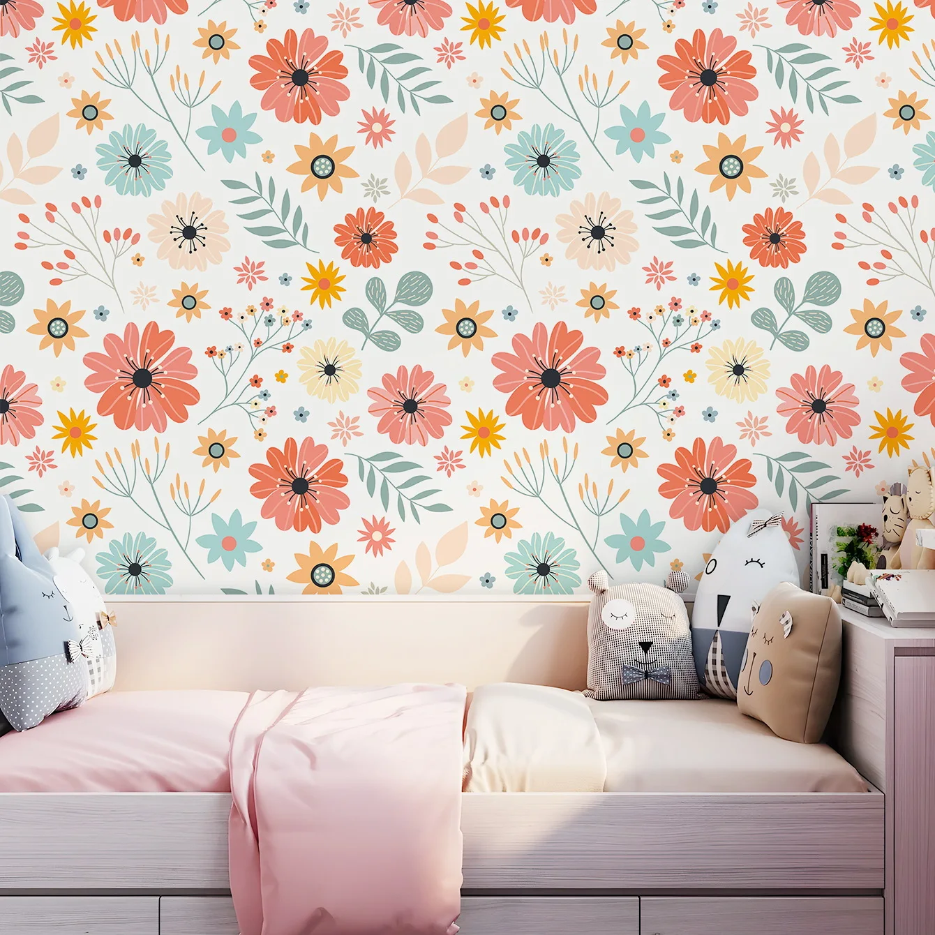 

Watercolor Floral PVC Self Adhesive Wallpaper for Home Bedroom Cabinets Thicken Removable Vinyl Wall Stickers