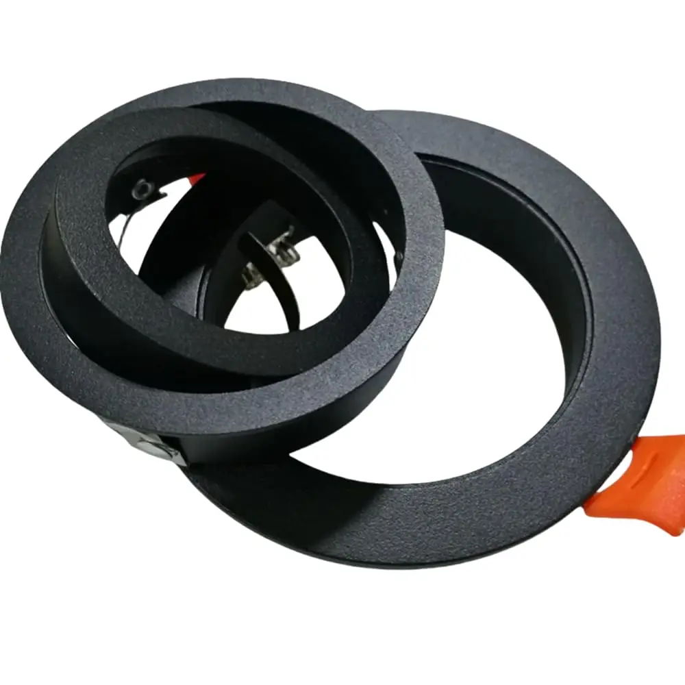 2 Pieces Round (Black) (3.6 in), GU10 Downlight housing, Inlaid Socket Ceiling Light Frame for /MR16 Bulb Frame, 75mm Aperture