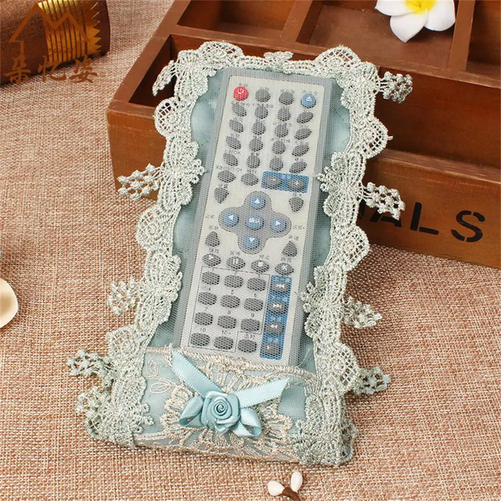 2PCS Dust Handmade Silk Flower Embroidery Lace Cotton Net Dust Cover Remote Control Dust Cover Design Cover Dust