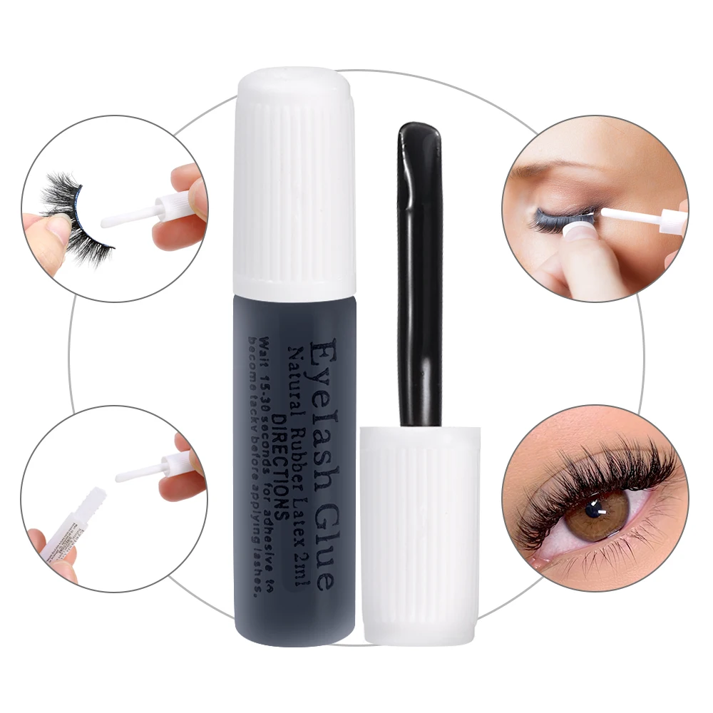 eyelash Glue for False Lashes Super Strong Hold Long Lasting 24H Waterproof Latex Free Eyes Strip  Lash Adhesive Black Clear 1g