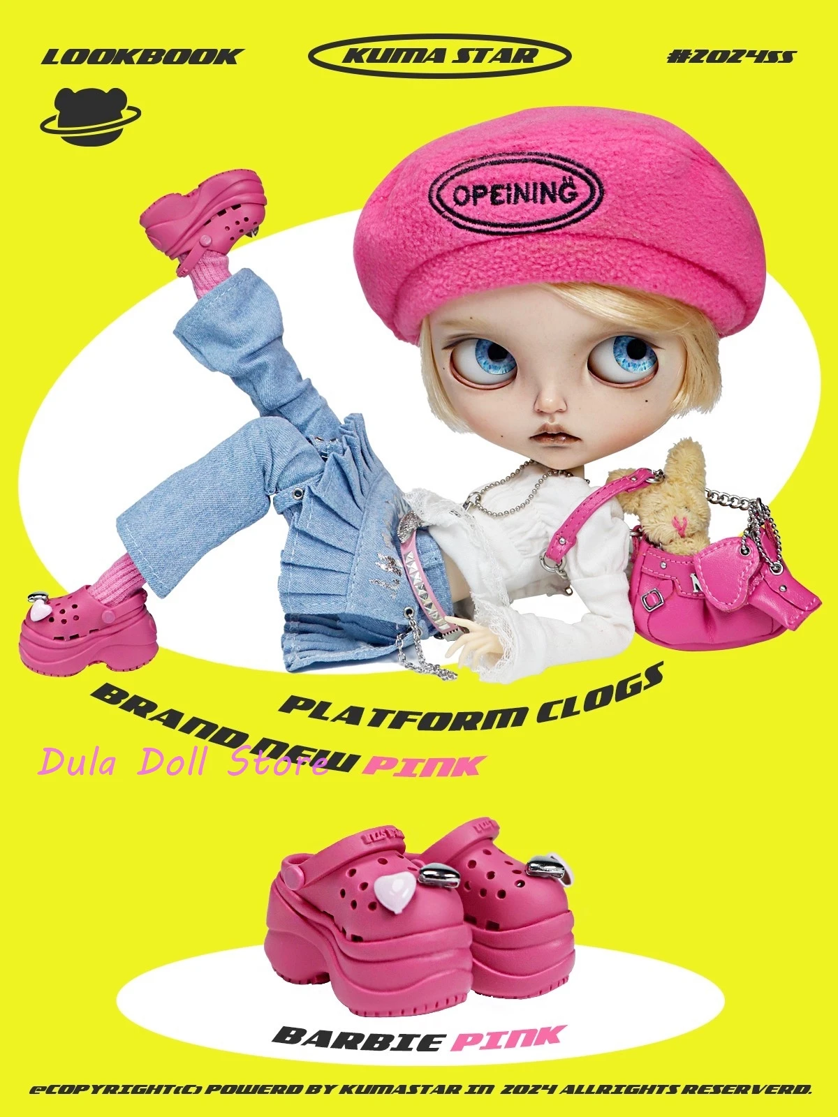 （New stlye）Dula Doll A basic pair of simple pink leather shoes Blythe ob24 ob22 little fish body Bjd Doll Accessories