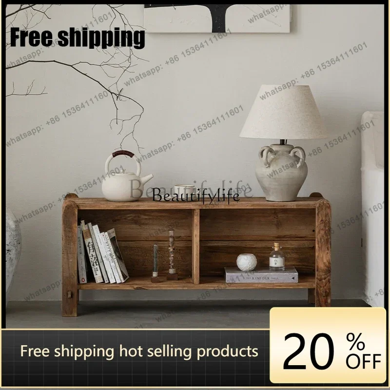 Factory Direct Old Pine Wood Shoe Changing Stool Retro Chinese Style Entrance Solid Wood Long Stool Entryway Storage Low Cabinet