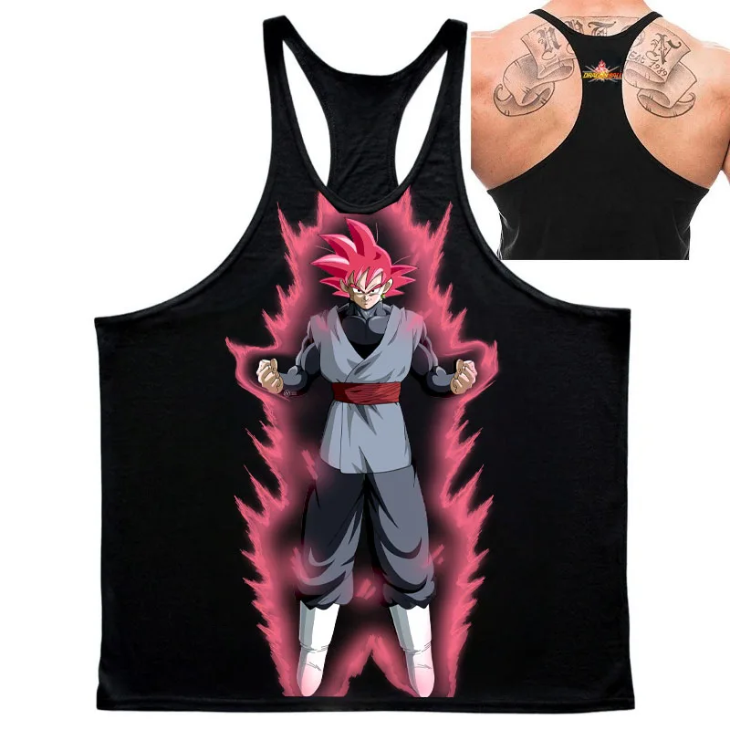 Popularne anime "Dragon Ball", wzór Czarnego Króla Małp, nadruk, nowość na lato 2025, popularna męska sportowa koszulka bez rękawów z bawełny na siłownię.