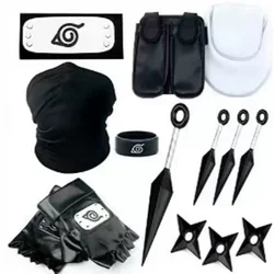 Anime Naruto Cosplay Kakashi Accessories Toys Action Figure Gloves Headband Kunai Mask Uchiha Gloves Set Gift