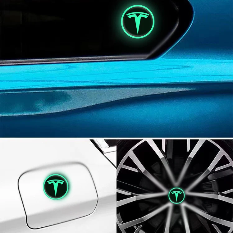 Tesla cars glow-in-the-dark sticker wheel hub Creative rear window decorative sticker decorative warning modified car sticker