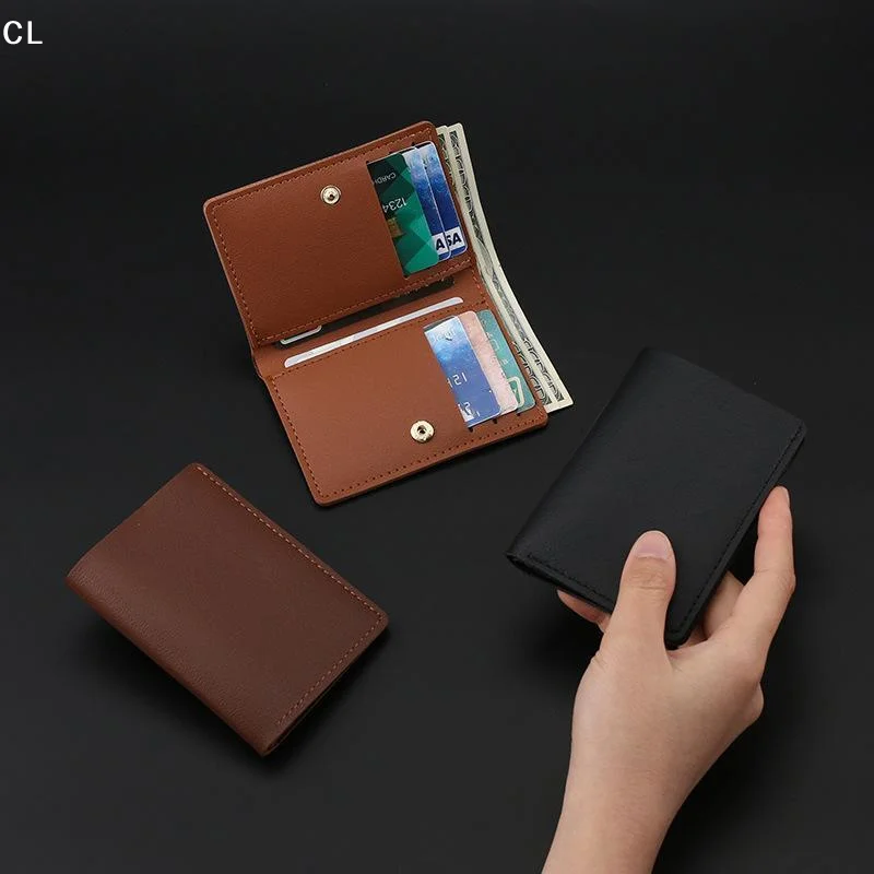 AttireTroveSolid Color PU Leather Small Wallet For Short Simple Women's Purse With Buttons Ultra Thin Credit Card Bag Coin Purs