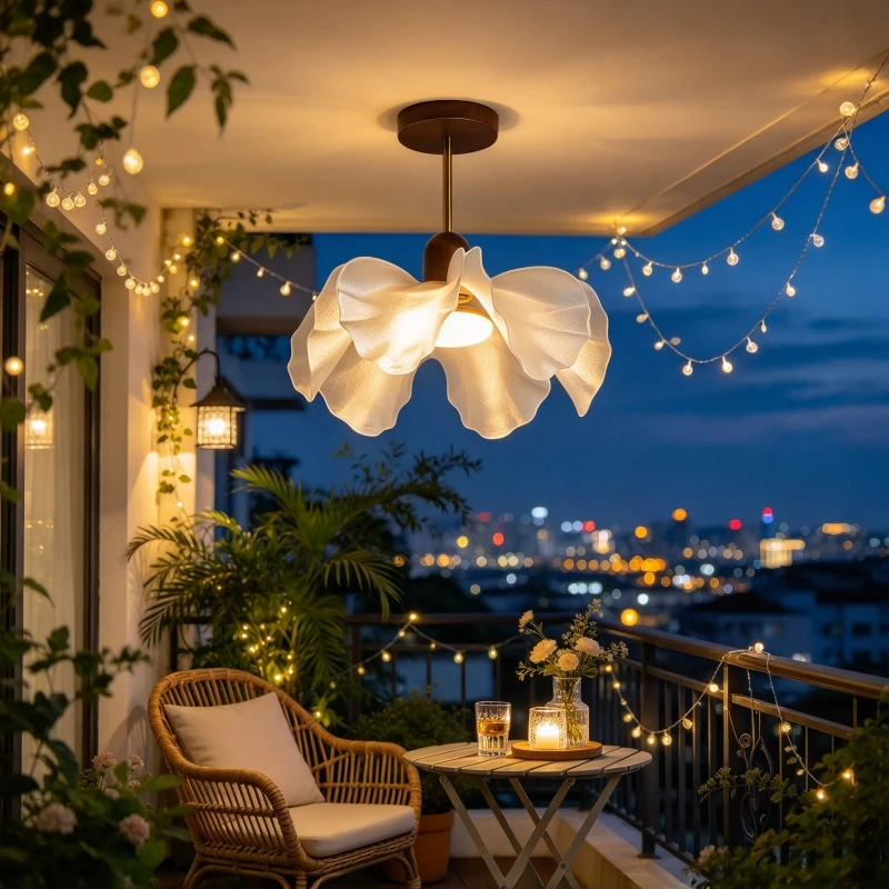 Modern Nordic Petal Pendant Light Acrylic Flower Ceiling Lamp Creative Chandelier for Bedroom Living Room Restaurant Aisle Decor
