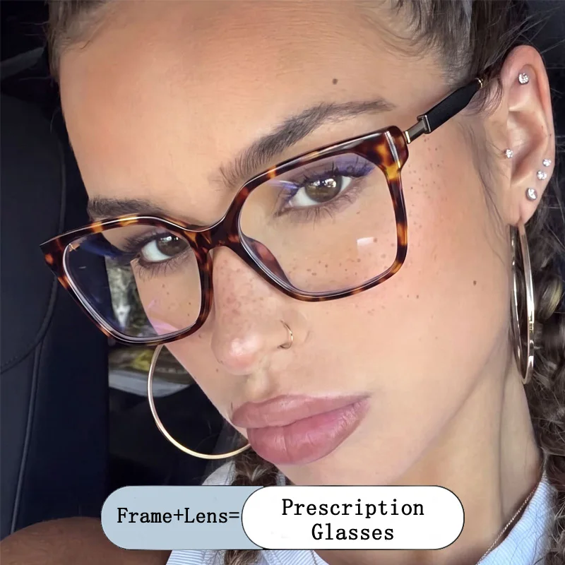 Fashion Women's Cat Eye Eyeglasses Frame Retro Tortoiseshell  Photochromic Anti Blue Light Prescription Hyperopia Myopia Glasses