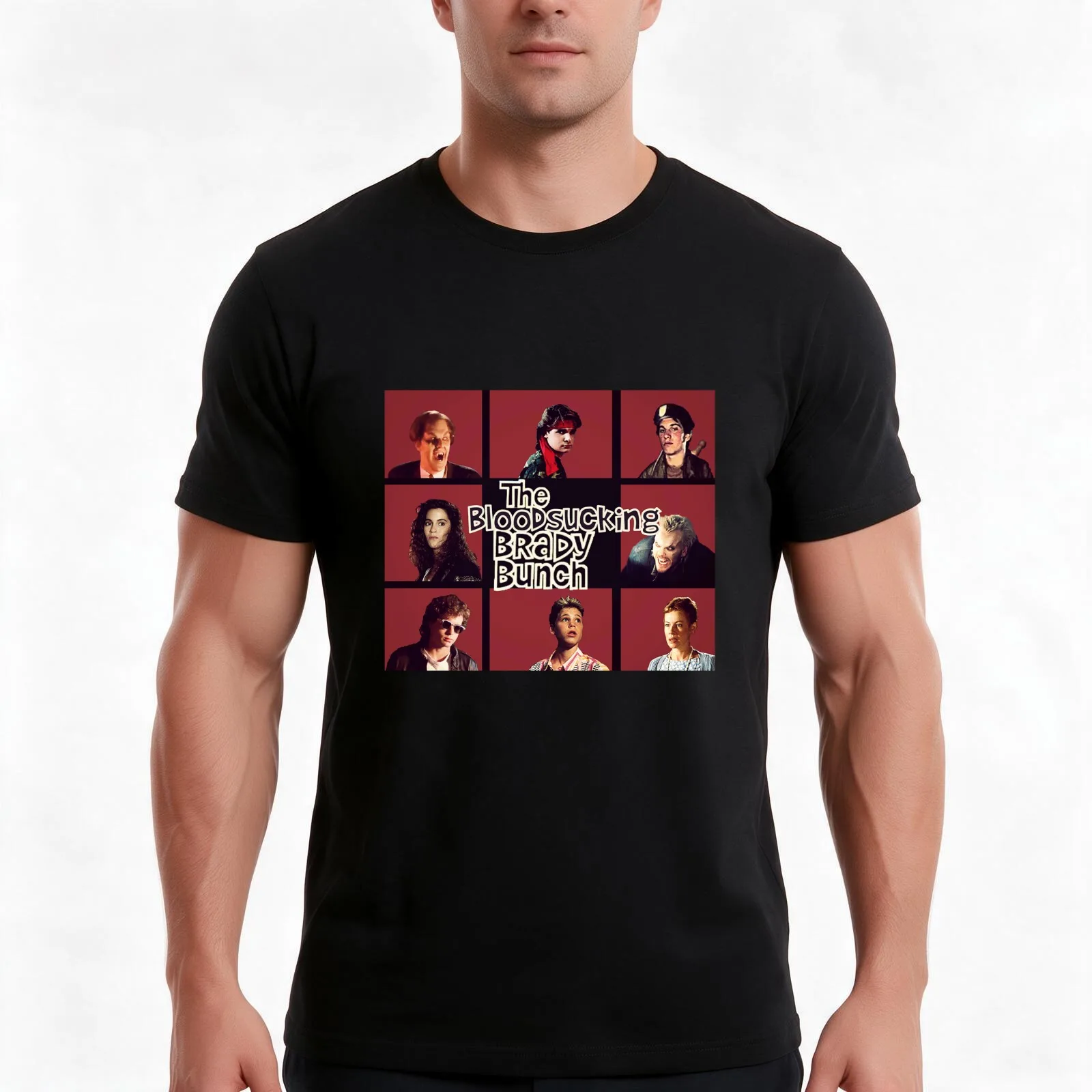 Bloodsucking Brady Bunch T-Shirt, Summer Casual Cotton Tee, Oversized Streetwear Tops, Vintage Graphic Print, Unisex Men Women