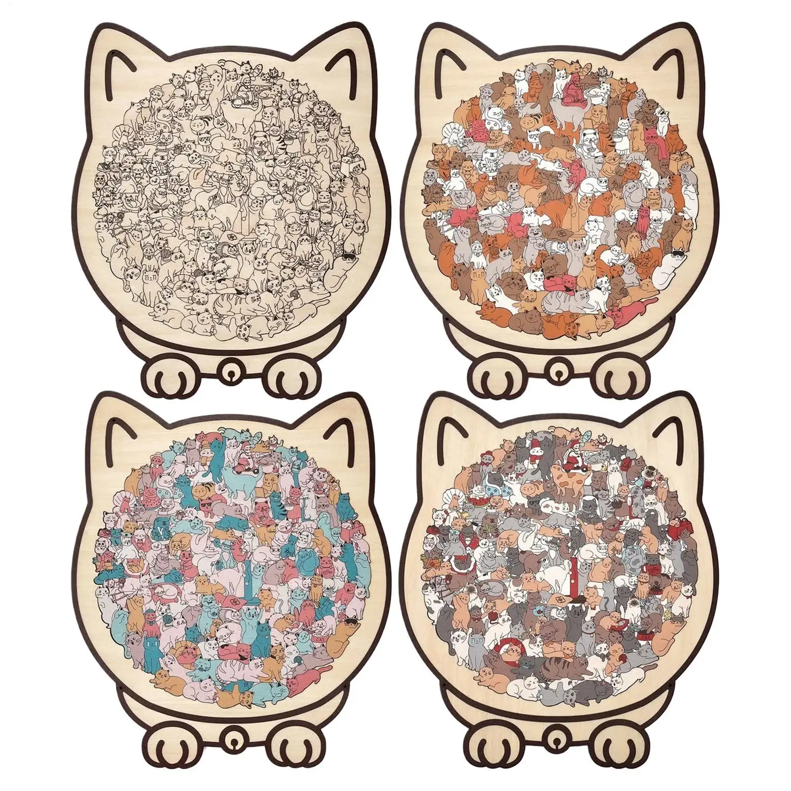 135 قطعة لغز خشبي على شكل قطة بانوراما فريدة من نوعها على شكل حيوان لغز بانوراما ديكورات المنزل هدية الكريسماس للأطفال الأولاد والبنات #5