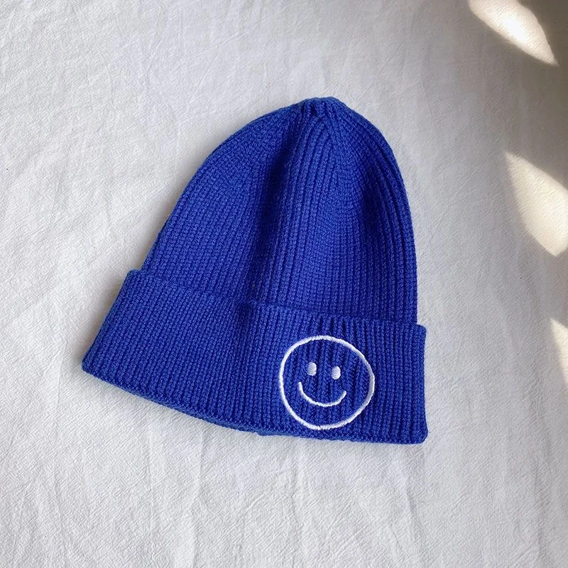 Children\'s smiley face hat Baby hat Fall Winter children boys and girls cute warm knit hat woolen hat trend