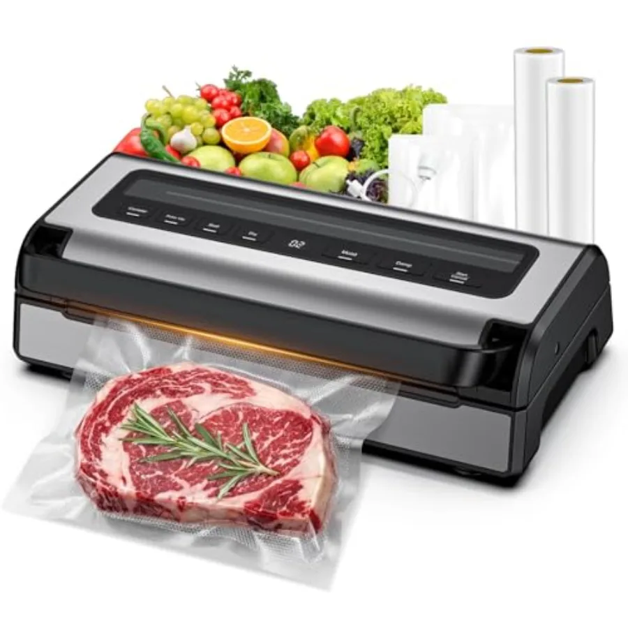 

Kitchen vacuum sealer machine for dry moist and canister sealing 180W automatic food vacuum sealer with hands-free suction base