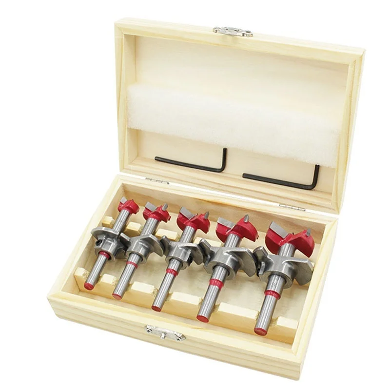 Positioning Hole Saw Kit Adjustable 15-35mm Hinge Hole Opener Woodworking Carbide Drill Bits Set