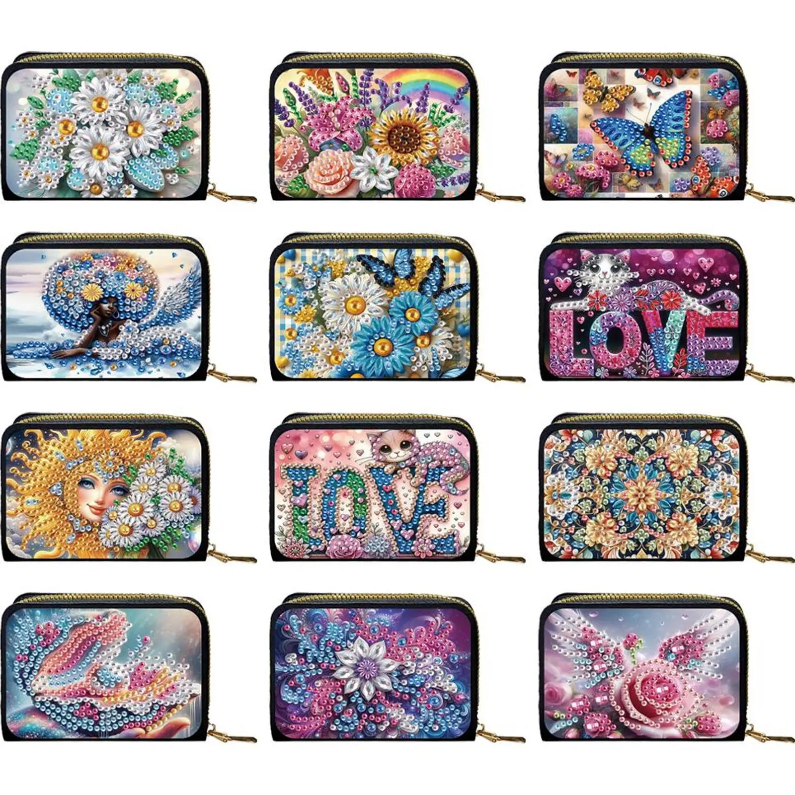 

Кошелек-клатч с красивым узором и стразами, мозаичный дизайн, на молнии, с алмазной вышивкой, держатель для карт, монетница, подарки для женщин, сделанные своими руками