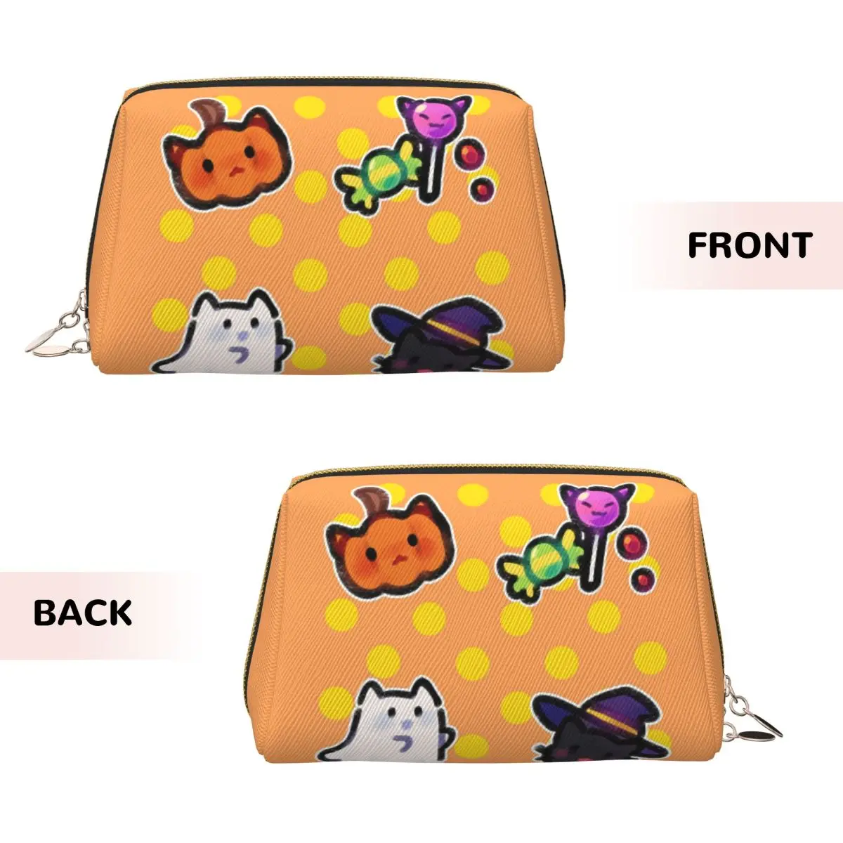Halloween Pumpkin Ghost Cats  Women Cosmetic Bags Travel Makeup Organizer Pouch Toiletry Storage Dopp Kit Case