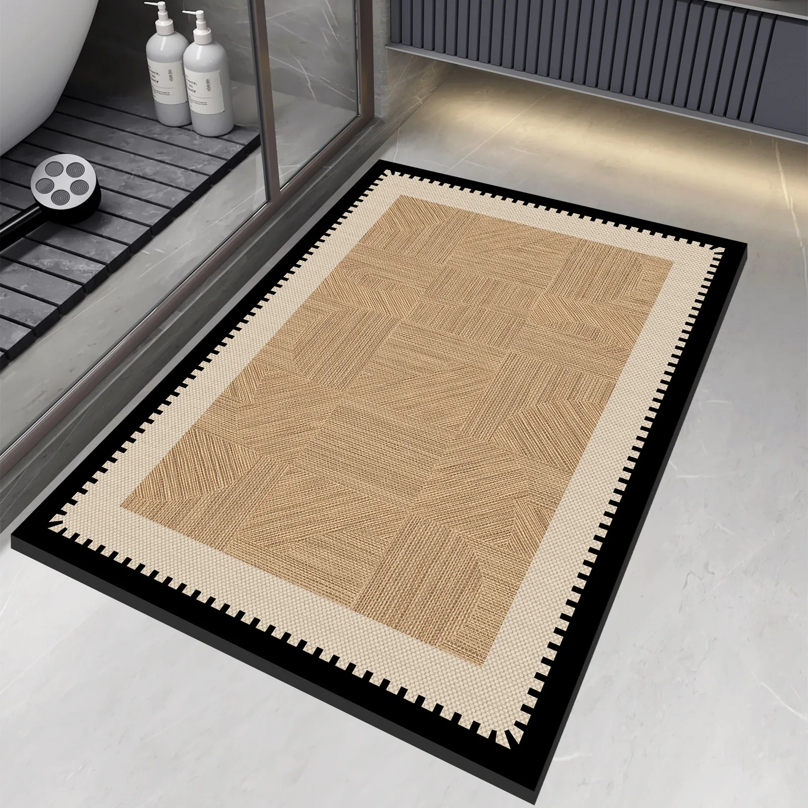 Luxury Vintage Diatomite Bath Mat Bathroom Carpet Super Absorbent Shower Foot Mats Non Slip Quick Dry Toilet Room Rugs Doormat