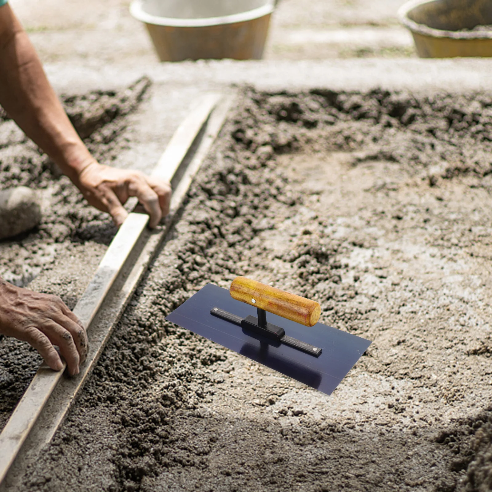 مجرفة الجص مقبض خشبي شفرة فولاذية المنغنيز لتشطيب الخرسانة مجموعة أدوات يدوية للبناء أدوات البناء #3