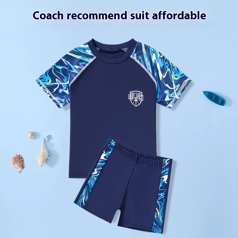 New Children's Swimsuits - Separate Swimsuits, Light-Colored Short-Sleeved Beach Swimsuits, Boys' Swimsuits