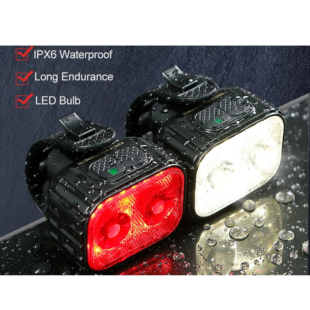 

Front Back Bike Light USB LED Rechargeable Set Flashlight MTB Road Bicycle Cycling Lights Accessories 1