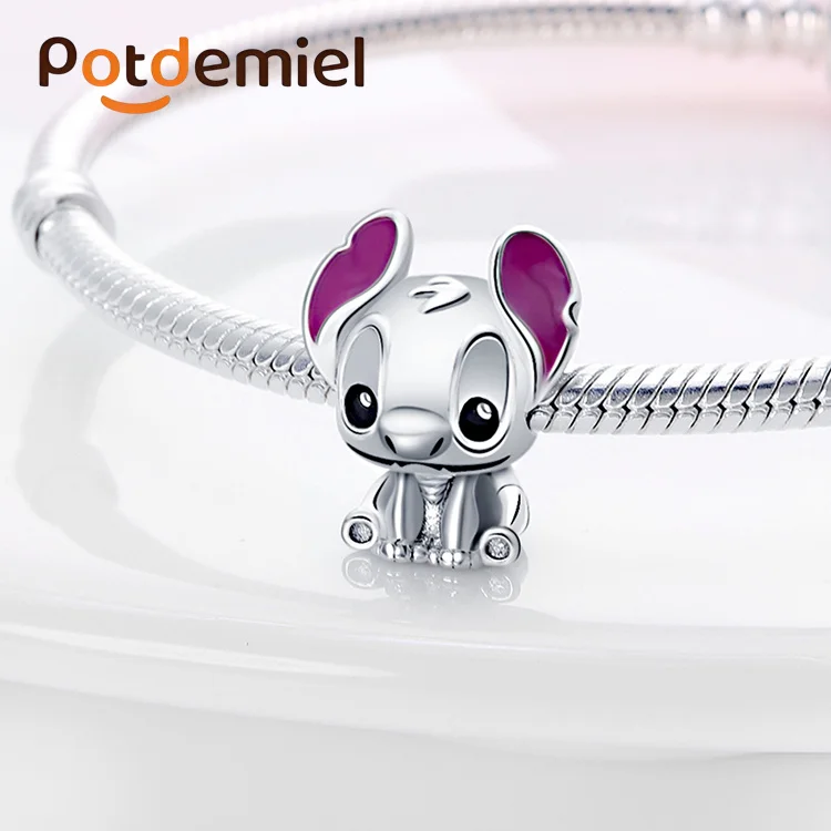 Potdemiel Disney 925 Silver Minnie, Marie Cat And Oogiebugee Pendant, Perfect For Diy Original Bracelets, Girls' Holiday Gift view 5