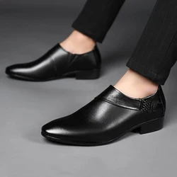 Sapatos de couro de luxo masculino, vestido formal, sapatos Oxfords masculinos, casual de negócios, festa de casamento, trabalho de escritório, masculino, plus size