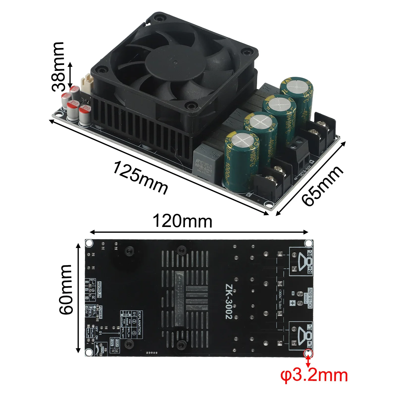 1pc ZK-3002 Megaphone Board 300W Dual Channel 600W Mono TPA3255 Chip Digital Megaphone Support Bridging Function