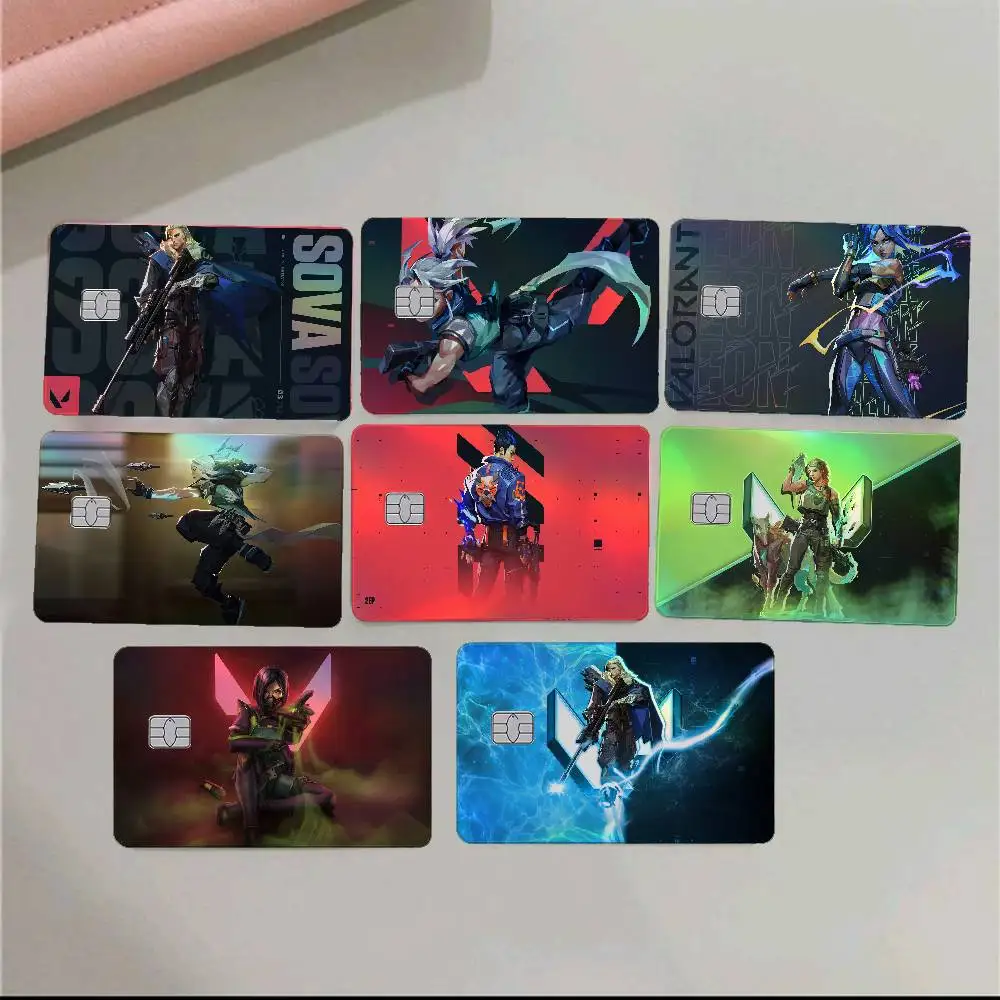 Game V-Valorant 4Pcs Holographic Laser Card Stickers - Rainbow Shimmer Waterproof Skin For Credit & Bank Cards