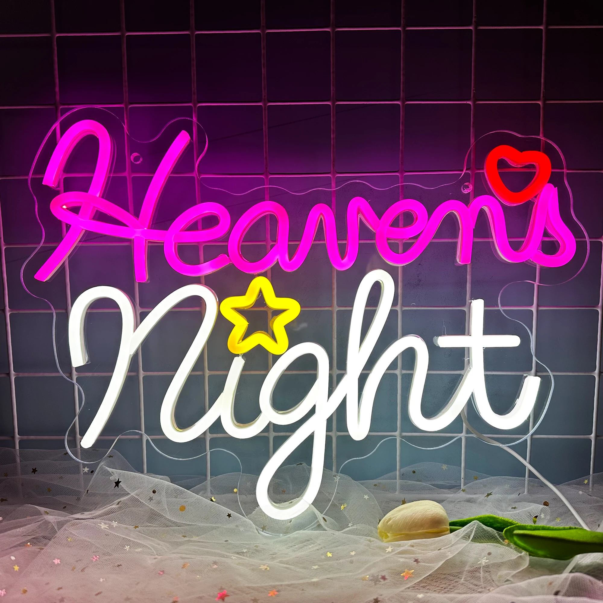 Heavens Night Neon Signs Game Room Decor Bedroom Hanging Night Lamp Party Holiday Cool Gift Neon Acrylic USB