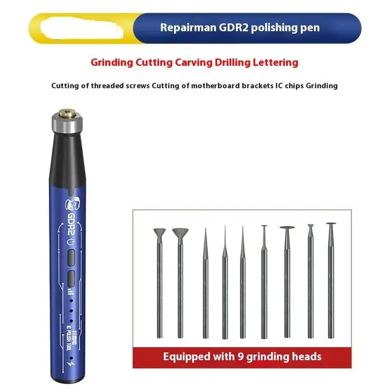 1Set Phone Repair Motherboard PCB IC CPU Cutting Polishing Pen Tool For MECHANIC GDR2 Multi-function Electric Polishing Pen