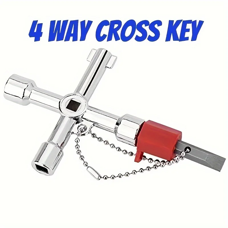 4 Way Multifunctional Universal Cross Key Electrician Valve Tool Train Key Electric Elevator Cabinet Valve Gas Electric Opening