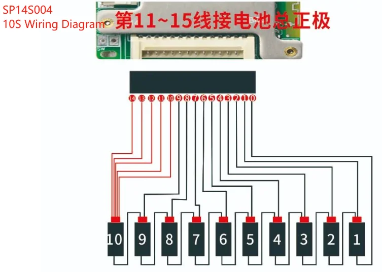 JBD BMS 7S~14S 8S 9S 10S 11S 12S 13S 14S 20A 30A 40A 50A LFP NMC Smart BMS 24V 36V 48V Batteriemanagementsystem mit eingebautem BT – Detail 4