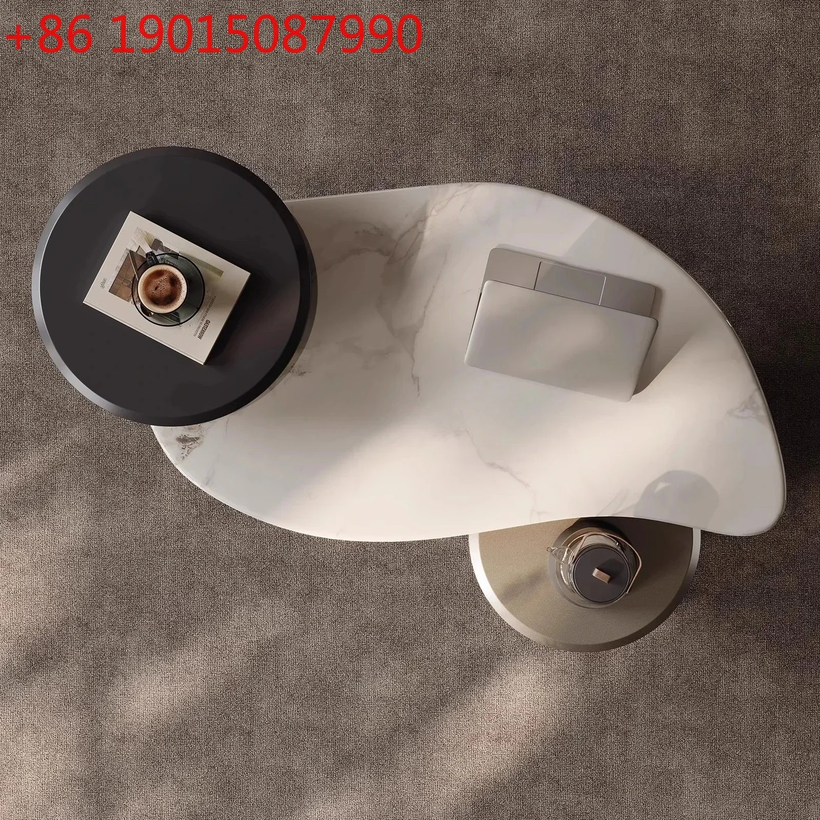Creative marble coffee table to make tea with boiling water, living room home special-shaped