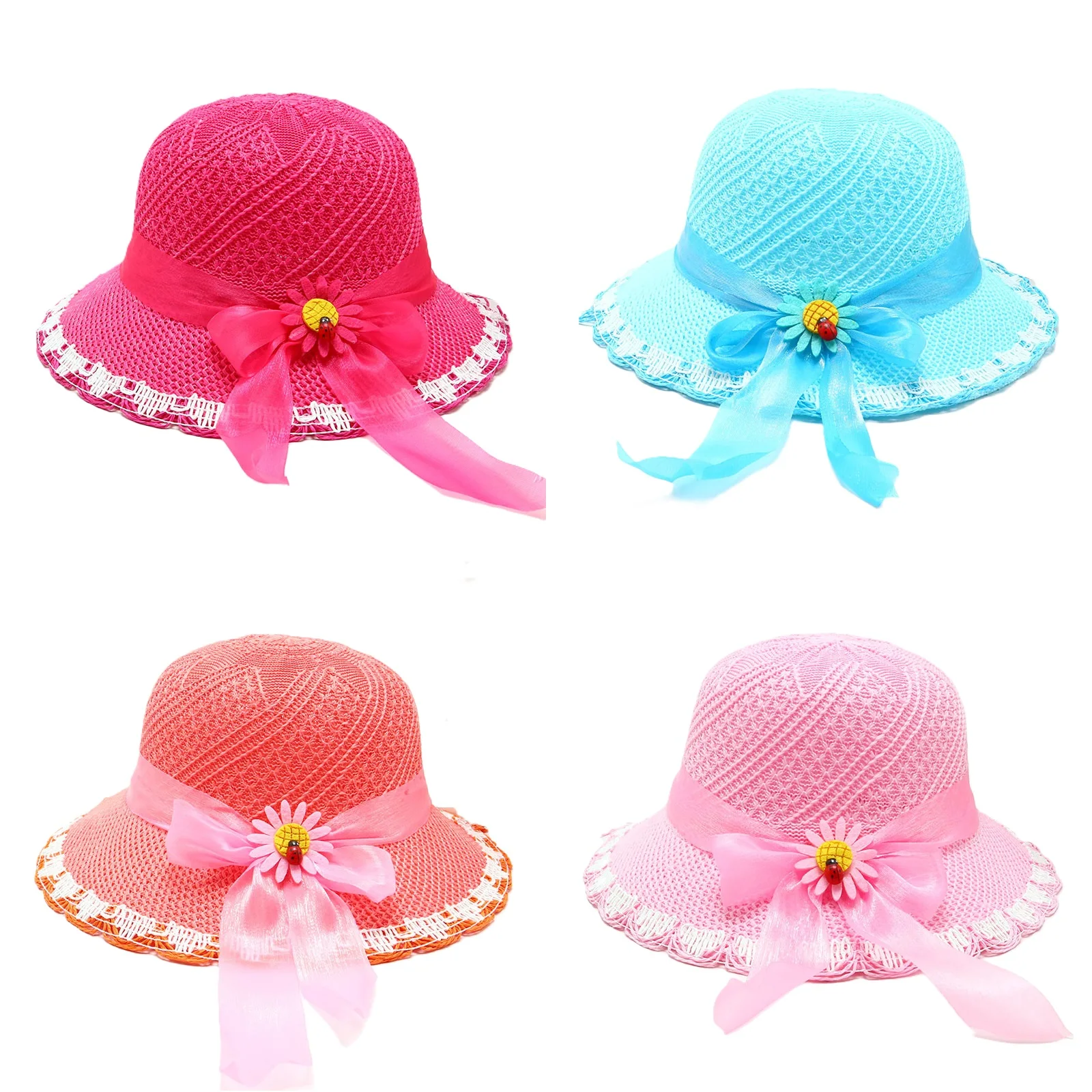 little girls summer straw sun hats