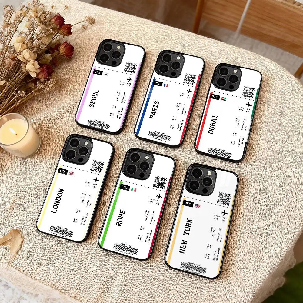 

Boarding Pass Plane Ticket Phone Case For iPhone 17,16,15,14,13,12,Plus,Pro,Max For Magsafe Magnetic Wireless Charge