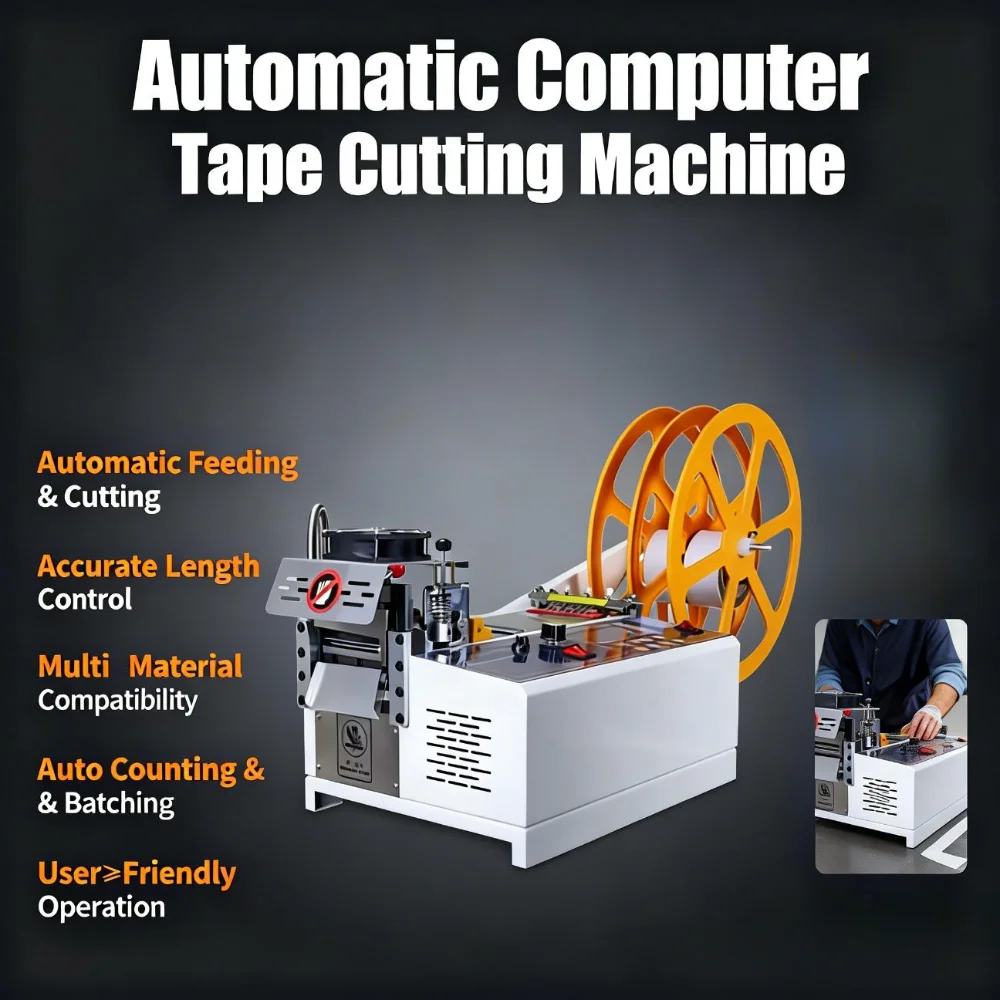 Automatic Computerized Rope Cutting Machine Cold And Hot Cutting Integrated Machine Electric Ribbon Cutting Machine With LCD