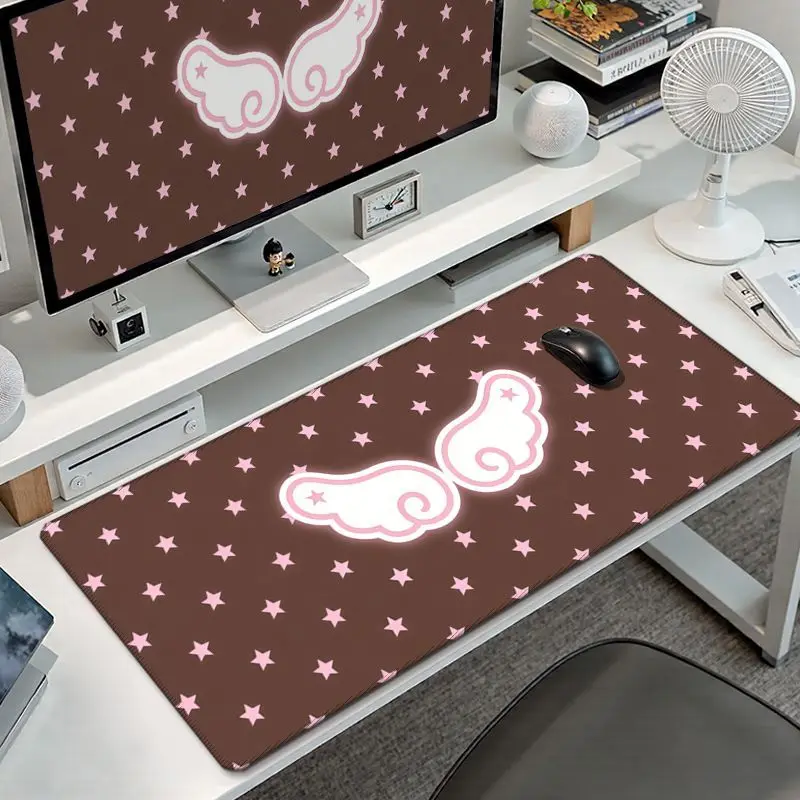 Leather Desk Pad Protector KOREA Small Dots Angel Wings Y2K Mouse Pad Office Desk Mat Waterproof Non-Slip PU Desk Blotter Pad