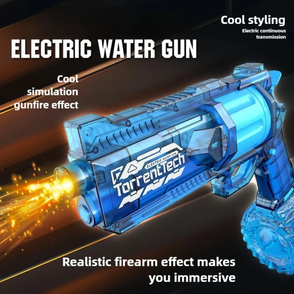 Revolver Electric Water Gun High Capacity Gun with LED Muzzle Flash Summer Outdoor Beach Swimming Pool Water Blasters Toy