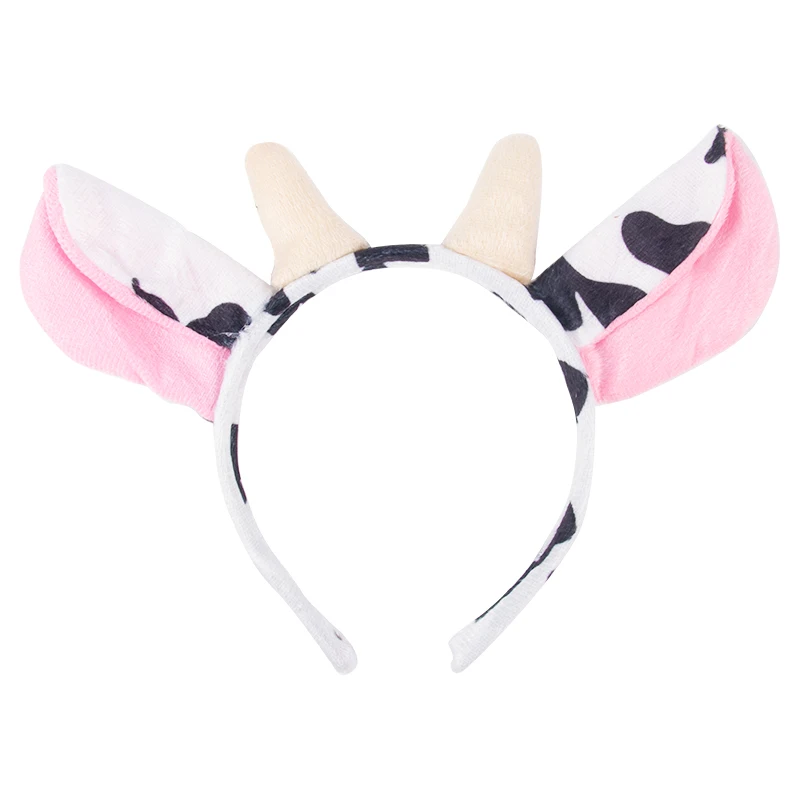 Adults Kids Plush Cartoon Boy Animal Ears Headband Gift Birthday Party Jungle Decoration Cosplay Costume Dog Cow Tiger Elephant